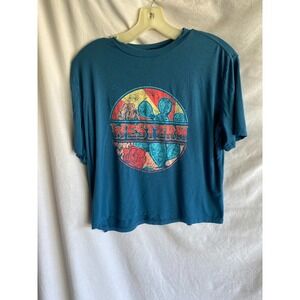 Women's Rock &‎ Roll Denim Blue Western T Shirt Size S